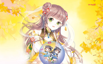 Картинка аниме unknown +другое фон ветки взгляд девушка