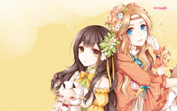 Картинка аниме unknown +другое игрушка фон цветы взгляд девушки