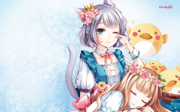 Картинка аниме unknown +другое взгляд венок фон девушки