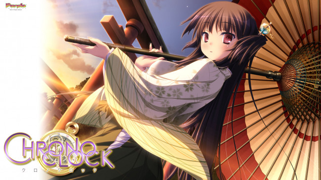 Обои картинки фото chrono clock, аниме, unknown,  другое, зонт, девушка, sawatari, michiru, chrono, clock, tsukimori, hiro
