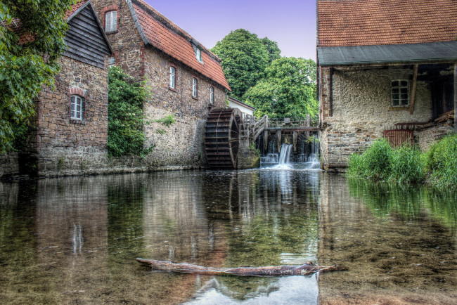 Обои картинки фото разное, мельницы, мельня, река