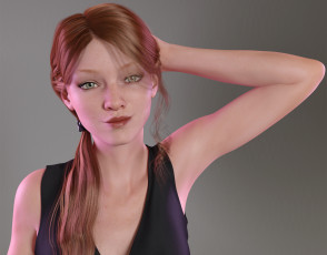 Картинка 3д+графика портрет+ portraits рыжая фон взгляд девушка
