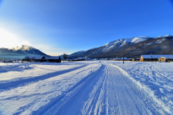 Картинка природа дороги дорога снег