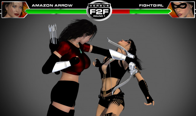 Обои картинки фото 3д графика, фантазия , fantasy, борьба, фон, взгляд, девушки