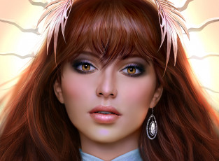 Картинка 3д+графика портрет+ portraits девушка взгляд фон