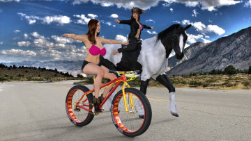 Картинка 3д+графика люди+и+животные+ people+and+animals девушки взгляд фон