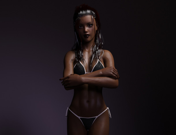 Обои картинки фото 3д графика, люди , people, девушка, взгляд, фон