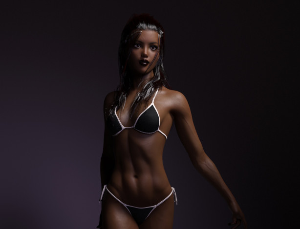 Обои картинки фото 3д графика, люди , people, девушка, взгляд, фон