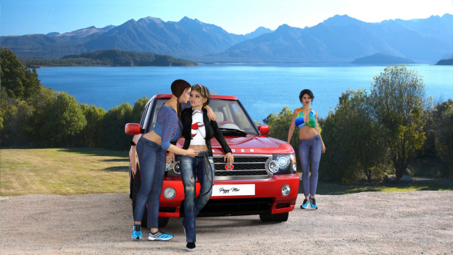 Обои картинки фото 3д графика, люди , people, девушки, взгляд, фон