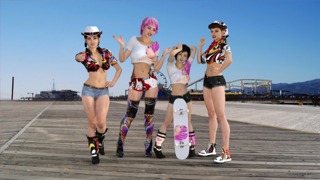 Обои картинки фото 3д графика, люди , people, фон, взгляд, девушки