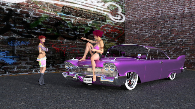 Обои картинки фото 3д графика, люди-авто, мото , people- car ,  moto, девушки, взгляд, фон