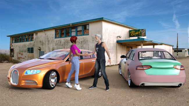 Обои картинки фото 3д графика, люди-авто, мото , people- car ,  moto, фон, девушка, взгляд