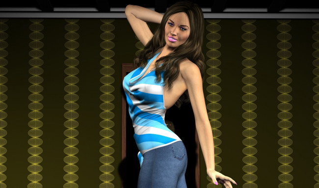 Обои картинки фото 3д графика, люди , people, фон, взгляд, девушка