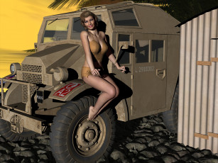 Картинка 3д+графика люди-авто мото+ people-+car+ +moto фон взгляд девушка