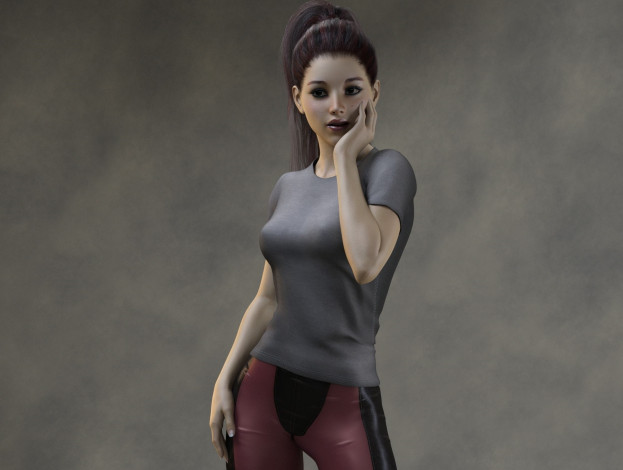 Обои картинки фото 3д графика, люди , people, девушка, фон, взгляд
