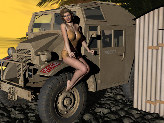 Обои картинки фото 3д графика, люди-авто, мото , people- car ,  moto, фон, взгляд, девушка