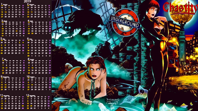 Обои картинки фото календари, фэнтези, calendar, существо, девушка