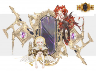 Картинка аниме unknown +другое+ девочки книга зеркало