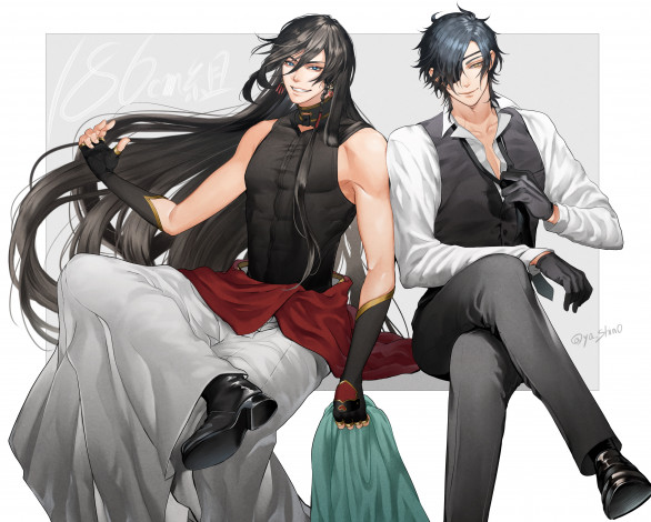 Обои картинки фото аниме, touken ranbu, танец, мечей