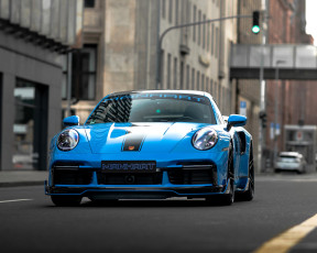 Картинка porsche+911 автомобили porsche голубой город дорога шоссе дома