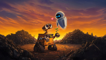 обоя рисованное, кино,  мультфильмы, wall-e, eve