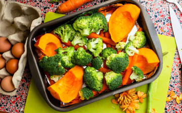 обоя еда, овощи, тыква, брокколи, морковь, семечки, тыквенные