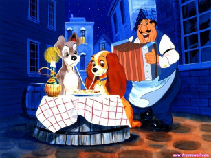 Картинка мультфильмы lady and the tramp