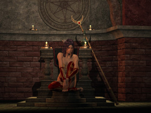 Картинка 3д графика fantasy фантазия жезл девушка