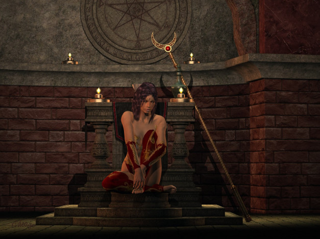 Обои картинки фото 3д, графика, fantasy, фантазия, жезл, девушка