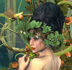 Картинка 3д+графика эльфы+ elves эльфийка взгляд лес