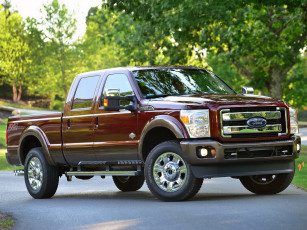 Картинка автомобили ford f-450 super duty platinum crew cab красный