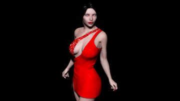 Картинка felicia 3д+графика люди+ people платье взгляд девушка