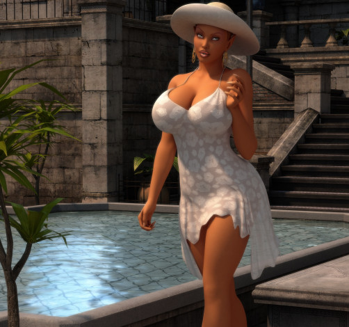 Обои картинки фото 3д графика, люди , people, девушка, взгляд, шляпа