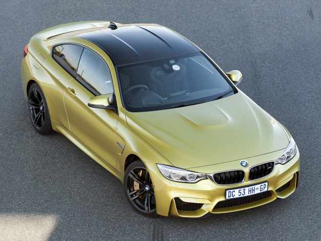 Обои картинки фото автомобили, bmw, coupе, m4, желтый, 2014г, f82, za-spec