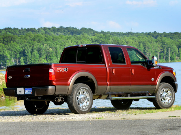 Обои картинки фото автомобили, ford, f-450, super, duty, platinum, crew, cab, красный