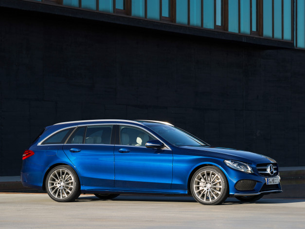 Обои картинки фото автомобили, mercedes-benz, c, 250, amg, line, estate, s205, 2014г, синий