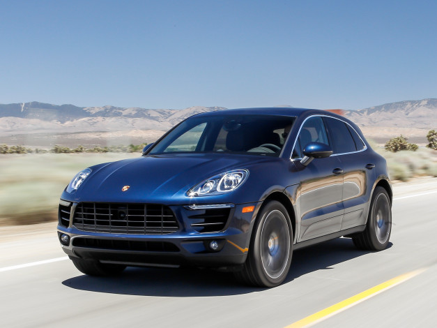 Обои картинки фото автомобили, porsche, us-spec, macan, s, 2015г, синий, 95b