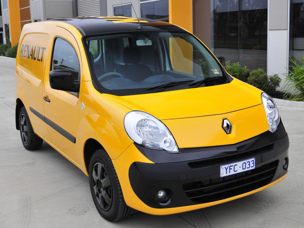 Обои картинки фото автомобили, renault, au-spec, van, желтый, kangoo