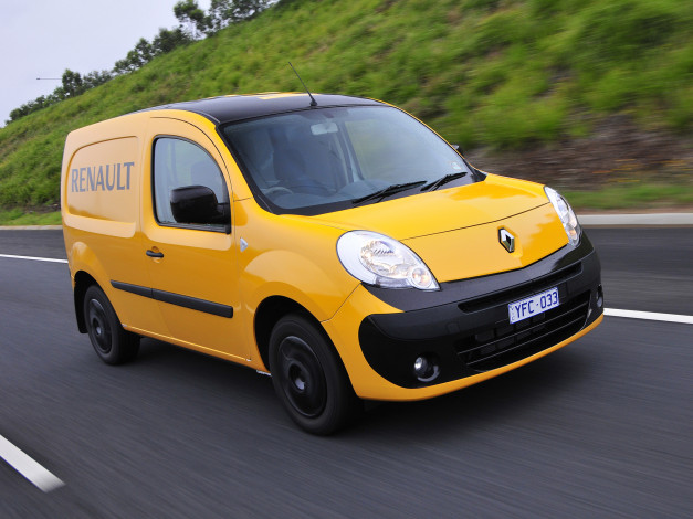 Обои картинки фото автомобили, renault, желтый, au-spec, van, kangoo