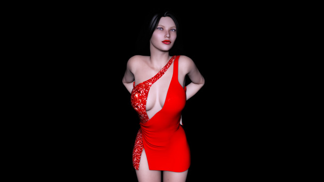 Обои картинки фото felicia, 3д графика, люди , people, девушка, взгляд, платье