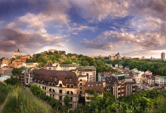 Обои картинки фото города, киев , украина, вознесенка, небо, панорама
