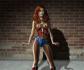 Картинка 3д+графика люди+ people взгляд фон рыжая девушка