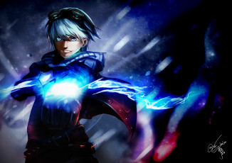 Картинка аниме магия +колдовство +halloween пламя взгляд парень арт