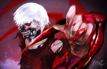 Картинка аниме tokyo+ghoul токийский гуль kaneki ken парень арт