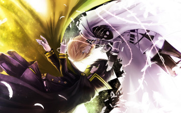 Картинка owari+no+seraph аниме hyakuya mikaela yuuichirou семья братья брюнет человек блондин вампир парни арт