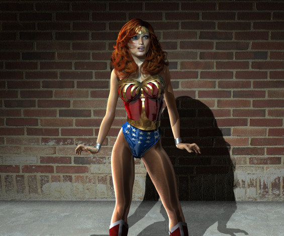 Обои картинки фото 3д графика, люди , people, взгляд, фон, рыжая, девушка