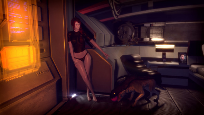 Обои картинки фото видео игры, mass effect 3, девушка, фон, взгляд, существо