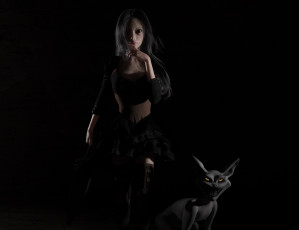 Картинка 3д+графика фантазия+ fantasy девушка существо фон взгляд