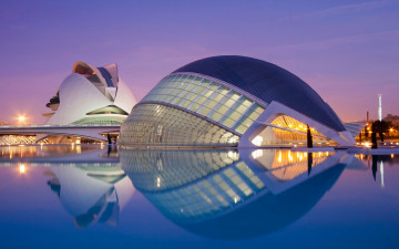 Картинка submarino+valencia+city +spain города валенсия+ испании здания огни закат вечер озеро
