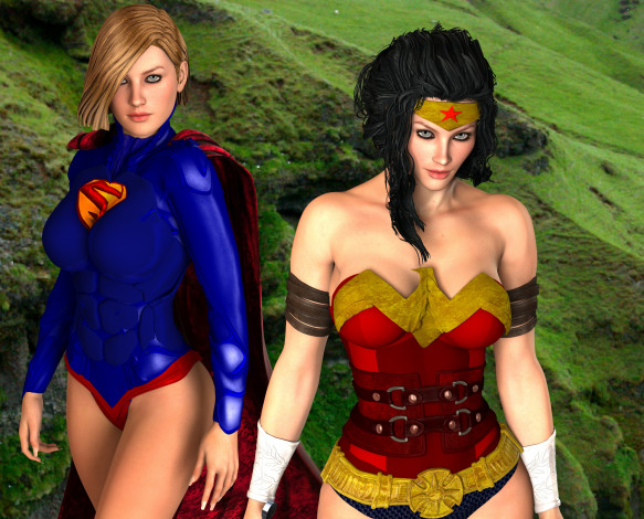 Обои картинки фото 3д графика, люди , people, девушки, фон, взгляд